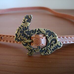 Antix PU leather brown belt with rabbit motif